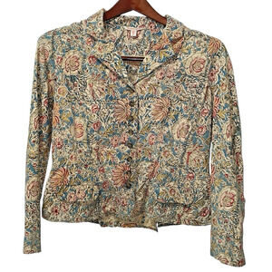 Vintage Polo Jeans Co Ralph Lauren Floral Tapestry Cropped Jacket Boho Prairie